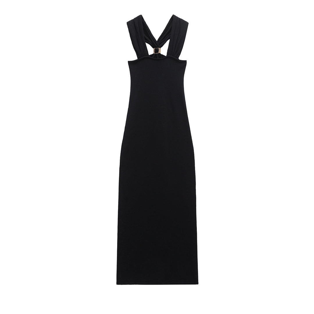Femme Elegante Maxi Kjole med Unik Ryg Design Stilla
