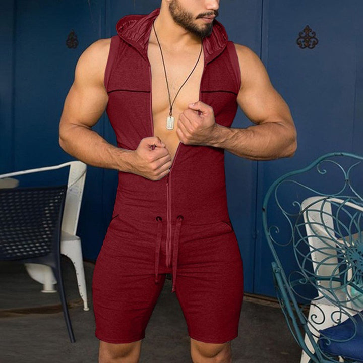 Herre Atletisk Kort Overall med Hætte og Praktiske Lommer Stilla