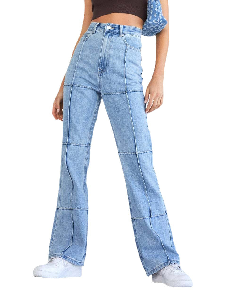 Dame højt skårne jeans med patchwork-design Stilla