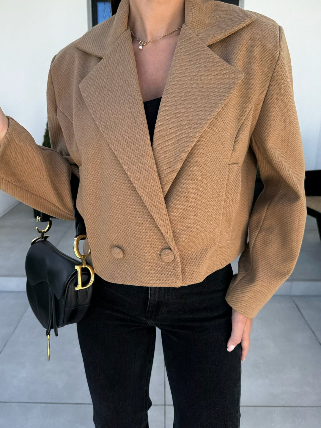 Dame cropped dobbeltradet blazerjakke Stilla