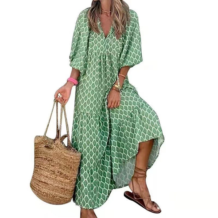 Kvinder Bohemian Trappel Maxi Kjole Stilla