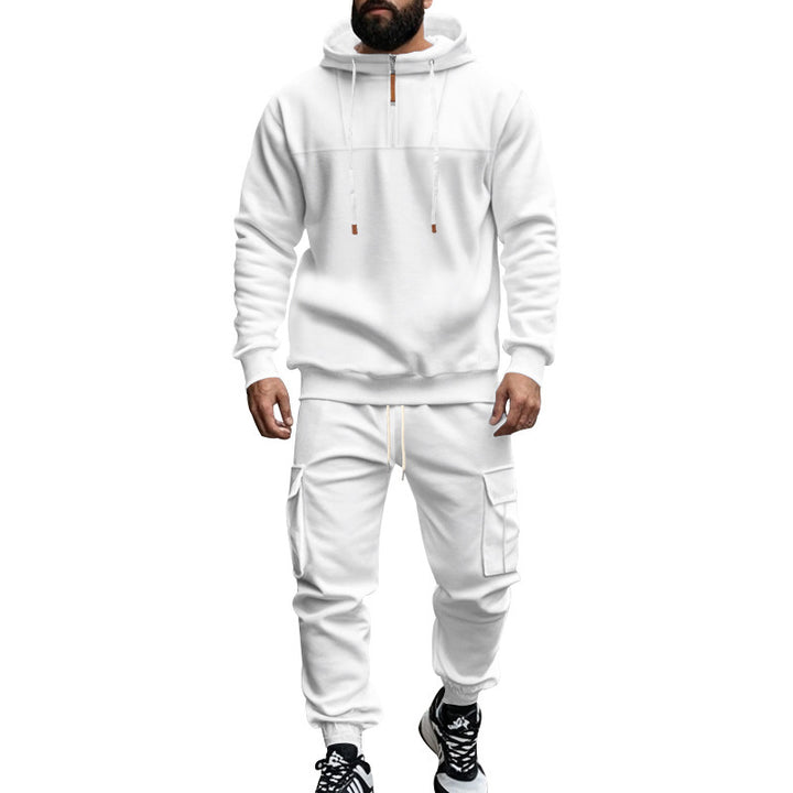 Herrer sporty hoodie og cargo-træningsbukser sæt Stilla