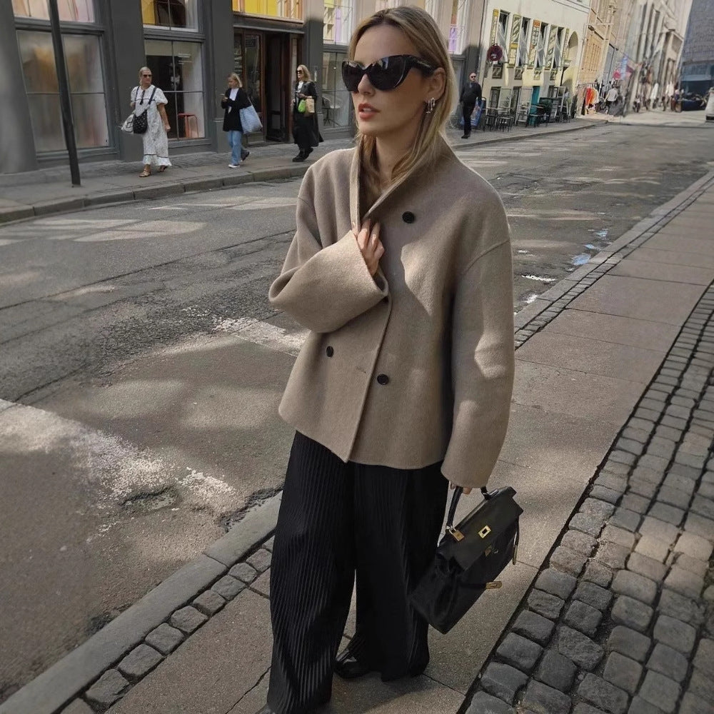 Dame elegant oversized jakke med dobbeltknapdesign og moderne snit Stilla