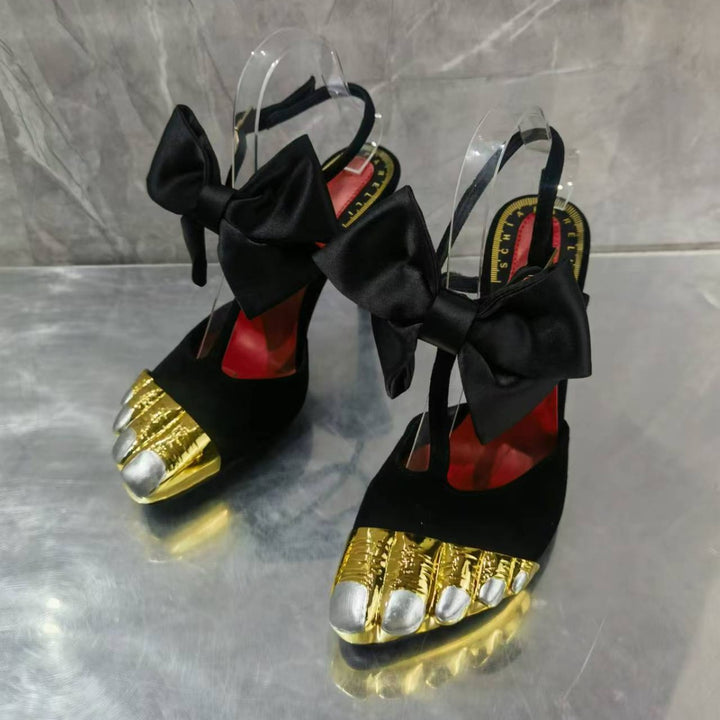 Femme luksus sløjfe-dekorerede slingback højhælede sko Stilla