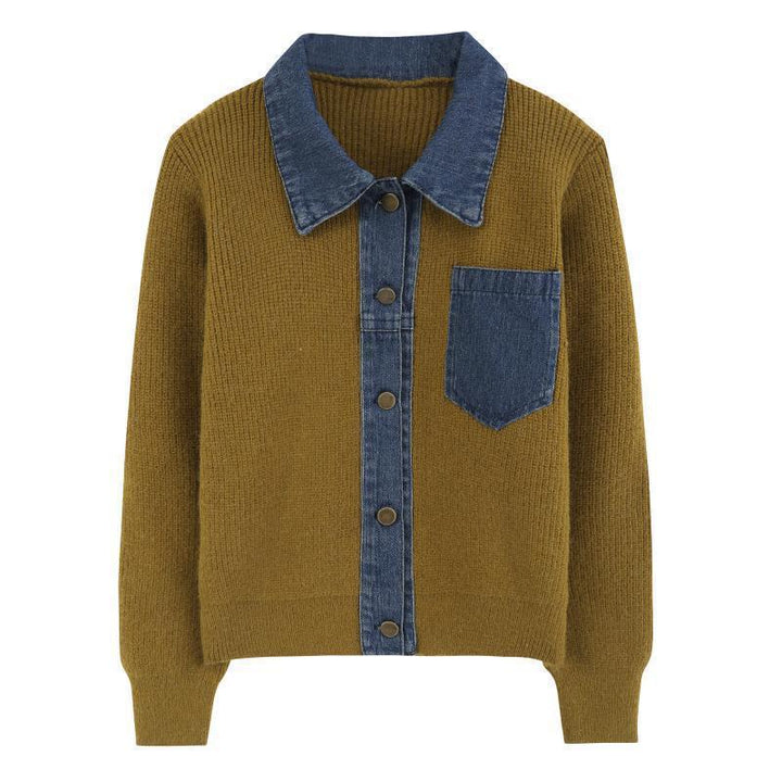Kvinders cardigan med denim detalje Stilla