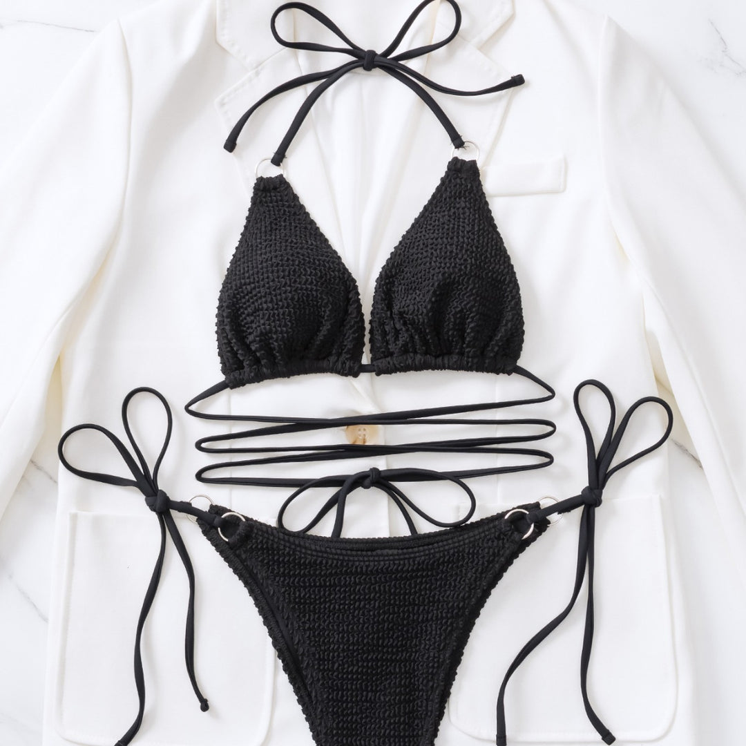 Dame Triangel-Bikini med legende snøre design og elastiske bånd Stilla