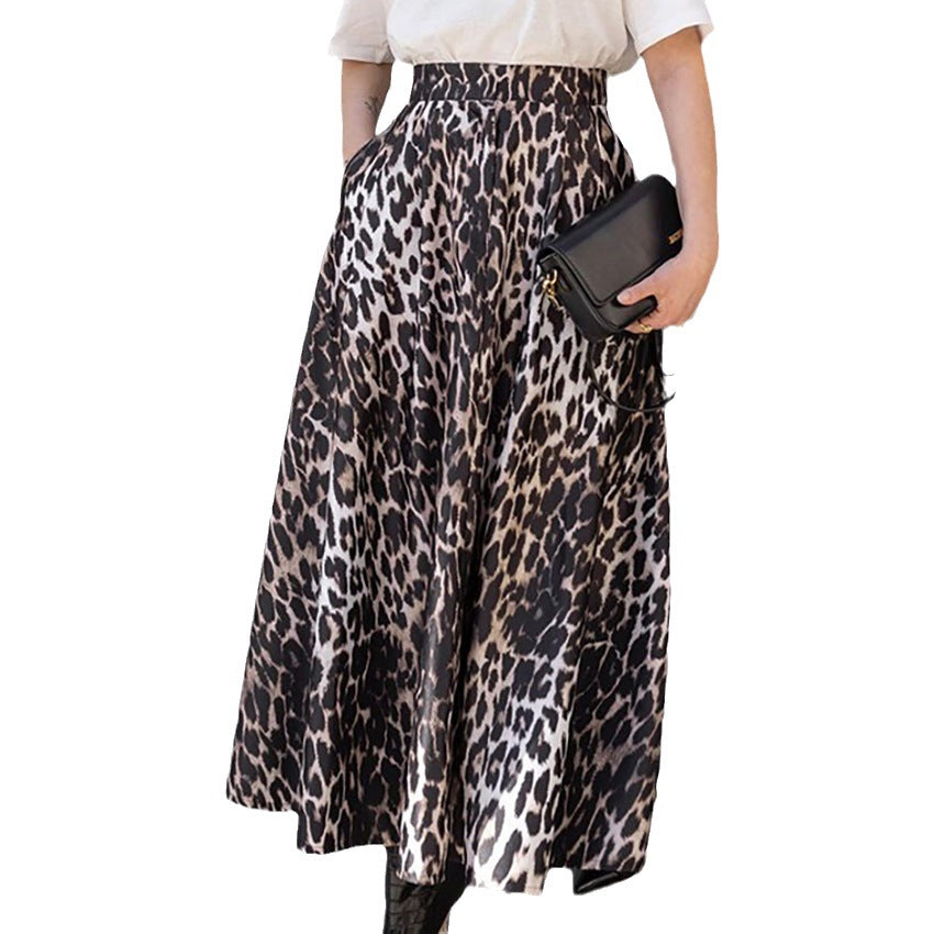 Dame Elegante Maxiskørt i leopardprint med høj talje og glat fald Stilla
