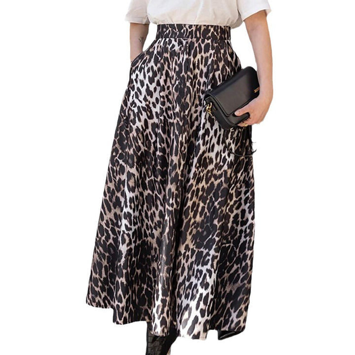 Dame Elegante Maxiskørt i leopardprint med høj talje og glat fald Stilla