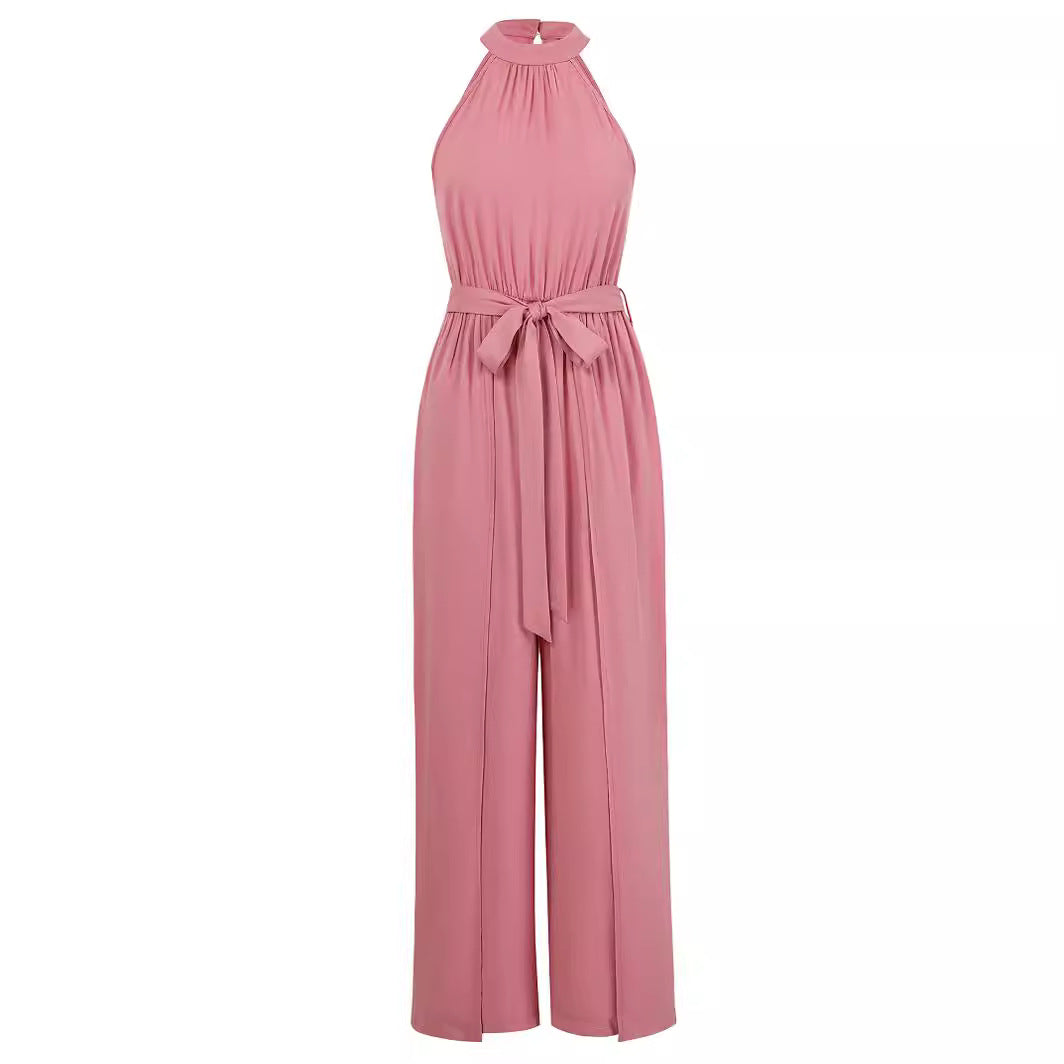 Dame elegant jumpsuit med høj krave og benåbninger Stilla