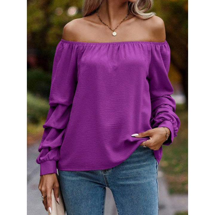 Dame Off-Shoulder Bluse med volumenærmer og elastisk kant Stilla