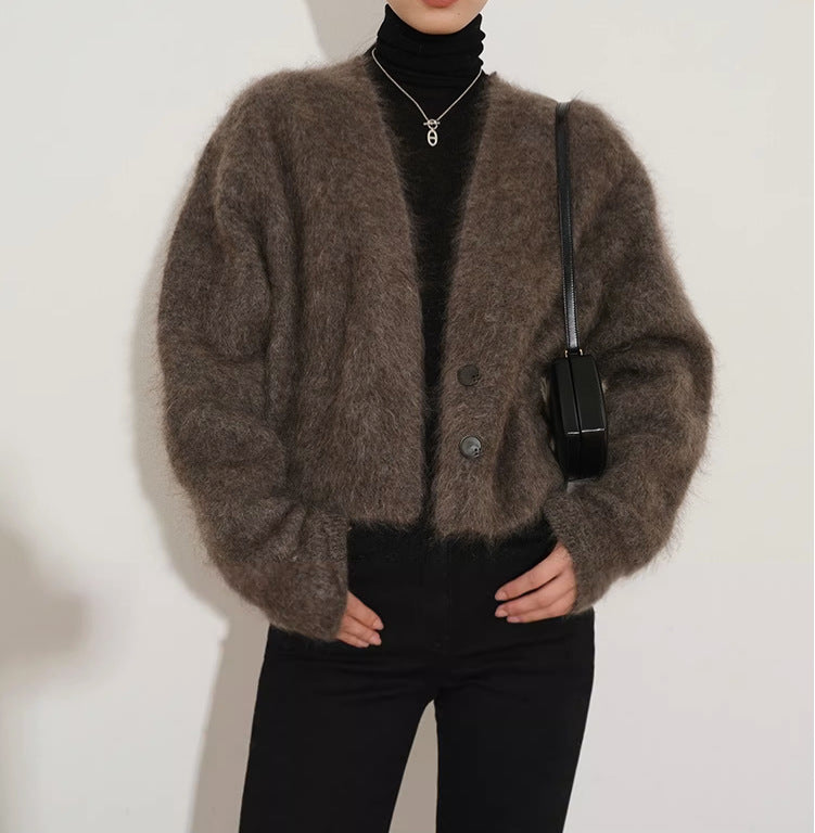 Femme Strukturstrik-Cardigan med elegant oversized-snit Stilla
