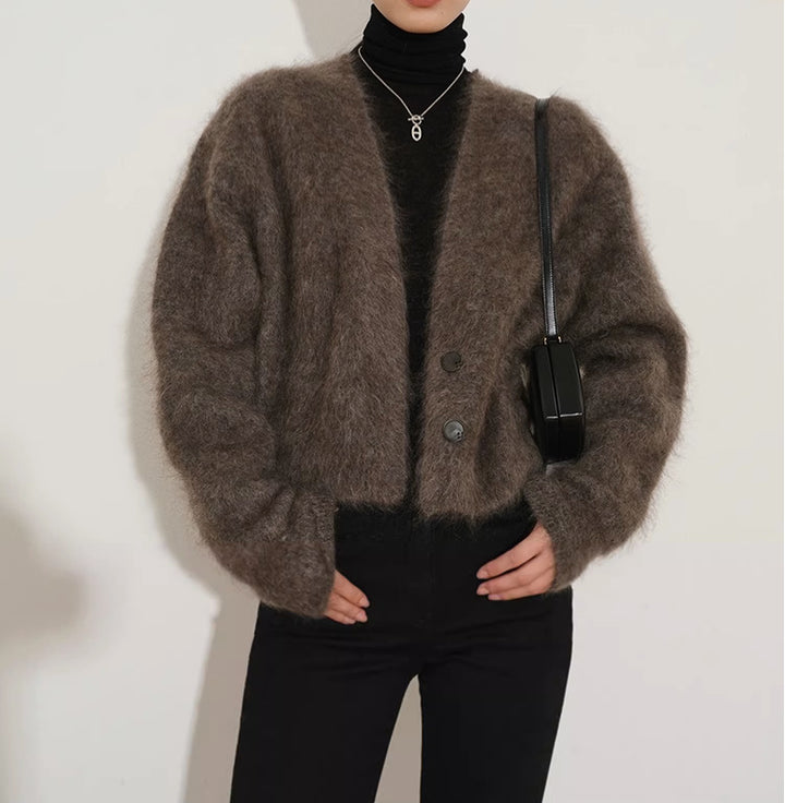 Femme Strukturstrik-Cardigan med elegant oversized-snit Stilla