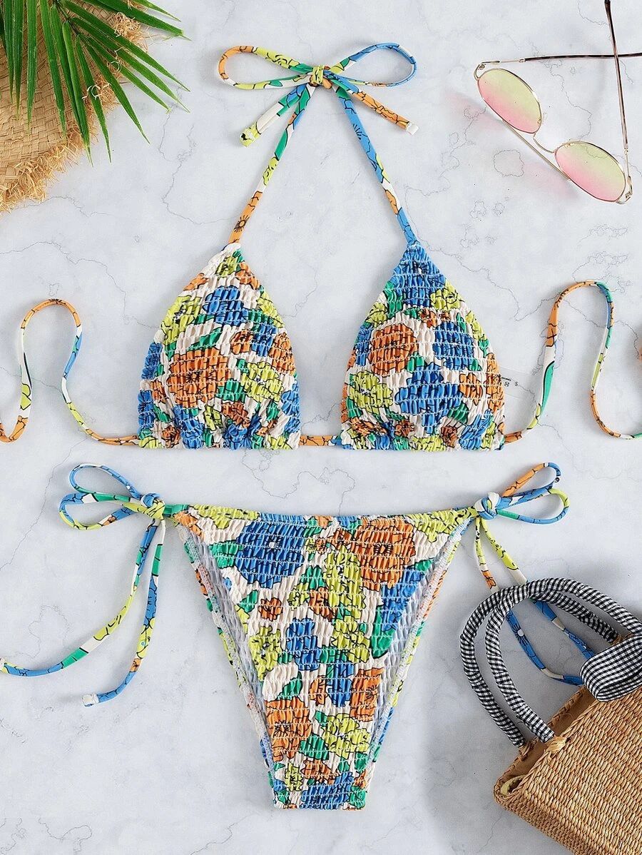Dame triangel-bikini med raffineret struktureret design Skovae