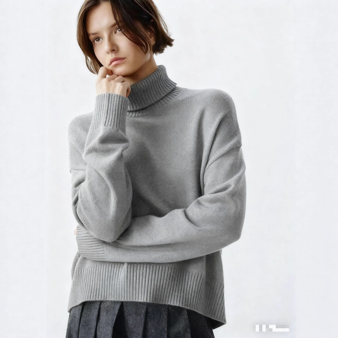 Dame Cozy Turtleneck Sweater med Oversized Snit og Fin Ribstruktur Stilla