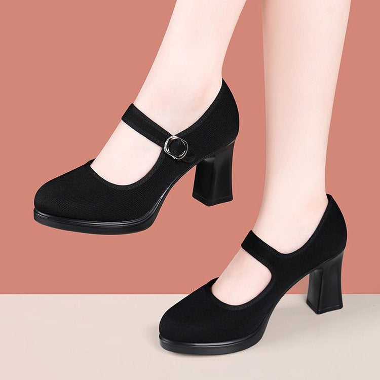 Dame elegante pumps med justerbar rem og en stabil blokhæl Stilla
