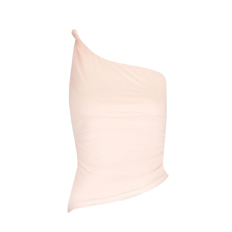 Dame asymmetrisk top med elegant en-skulder-snit og kropsformende design Skovae