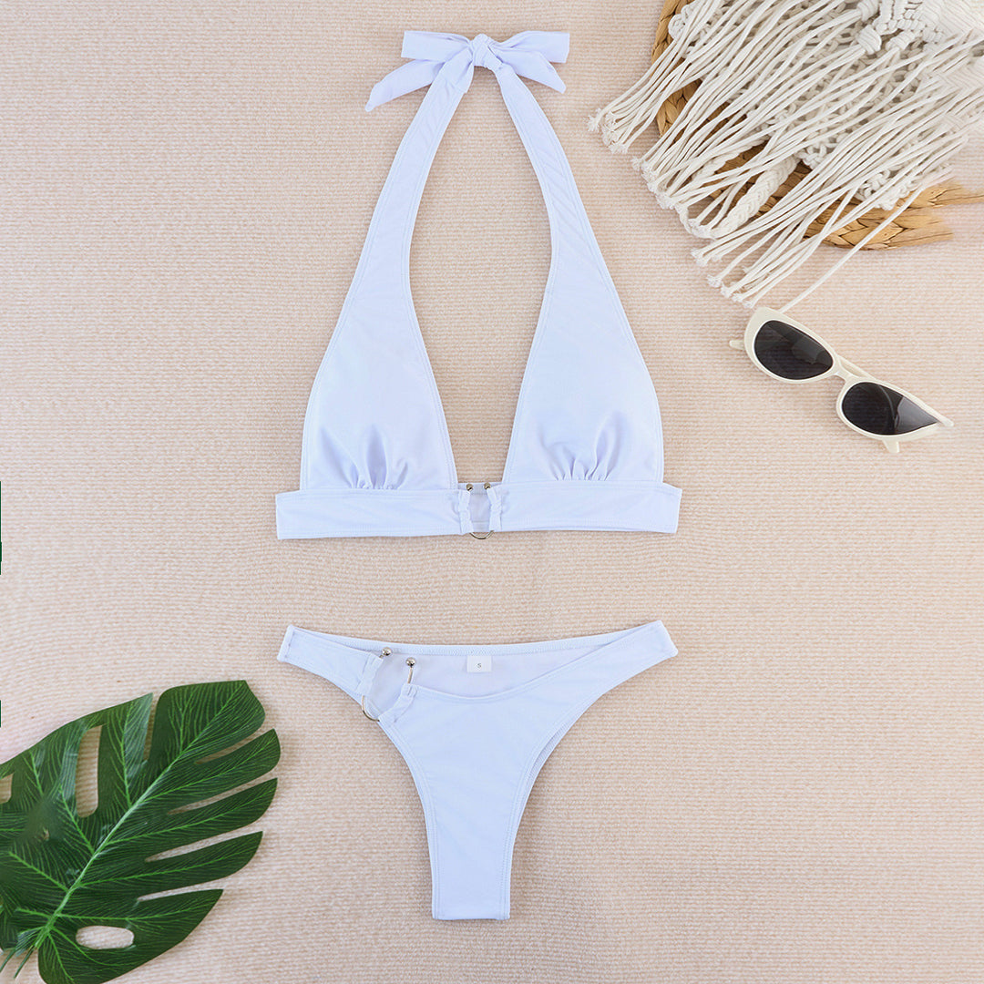 Femme High-Cut Triangle Bikini Sæt med Ringdetalje Stilla