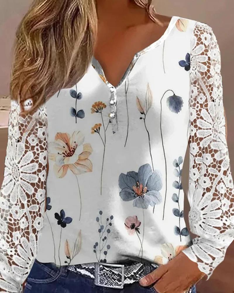 Damebluse med blomsteragtig spidsærme Stilla