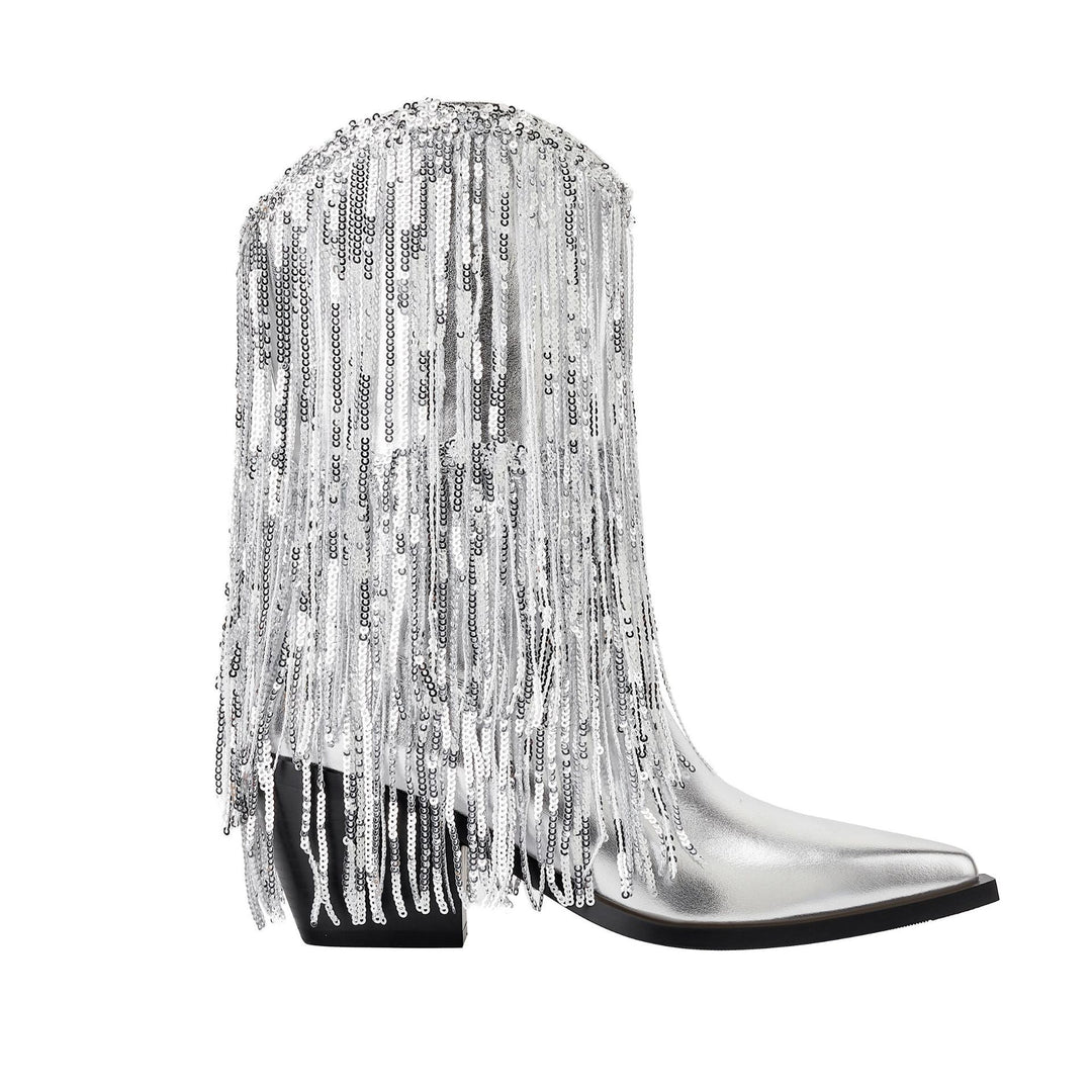 Femme Dekorative Frynse Stiletto Ankel Støvler Stilla