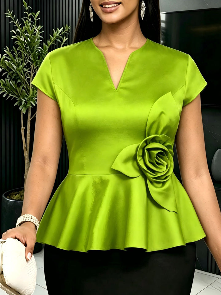 Damer elegant Peplum-overdel med blomsterdetalje Skovae