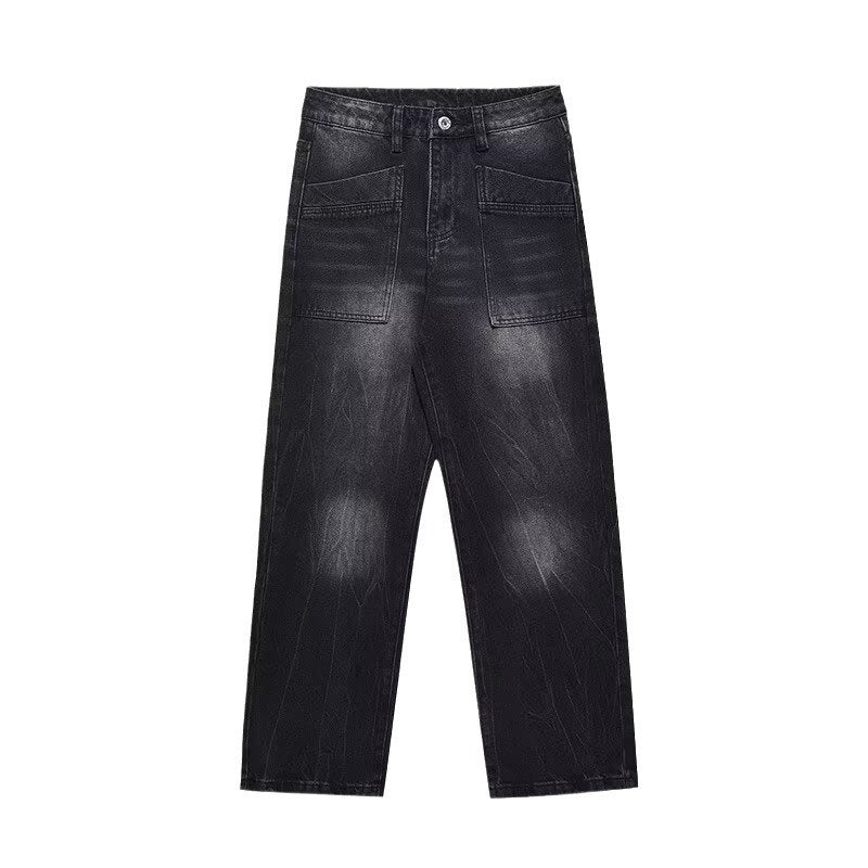 Herre løstsiddende denim-bukser med unik vaskeeffekt og afslappet snit Stilla