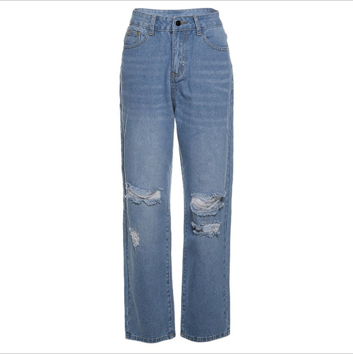 Dame Ripped Baggy Jeans med afslappet snit og destroyed detaljer Stilla