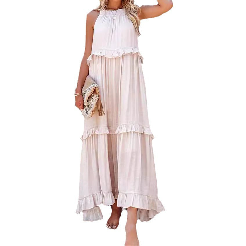 Dame sommerlig Boho-maxikjole med flæser Stilla
