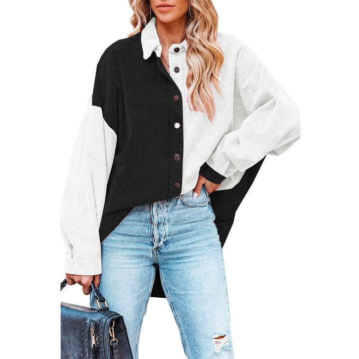Dame Corduroy Skjortejakke med oversized snit og kontrasterende farver Stilla