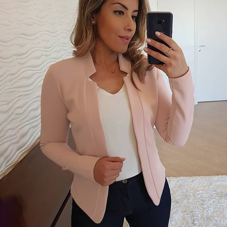 Dame Elegant Slim-Fit Blazer med åben krave og lange ærmer Stilla