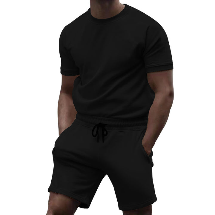 Herre afslappet sportoverdel og shorts-sæt med elastisk talje Stilla