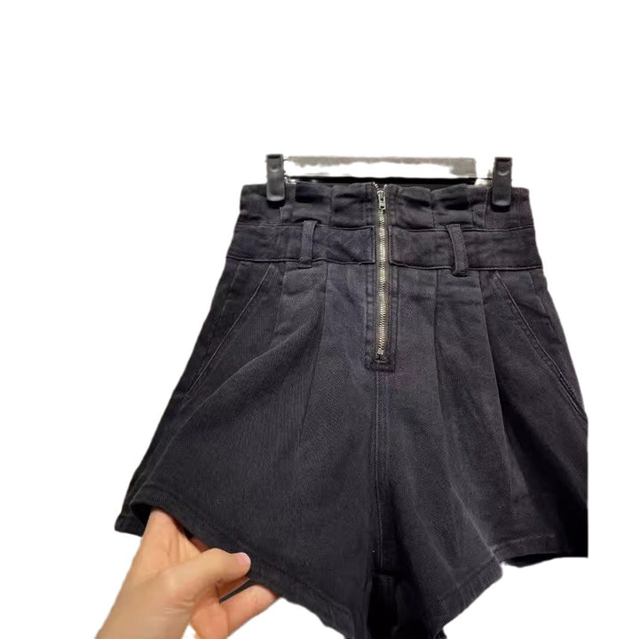 Dame High-Waist Shorts med usædvanlig lynlås og elegante plisseringer Stilla