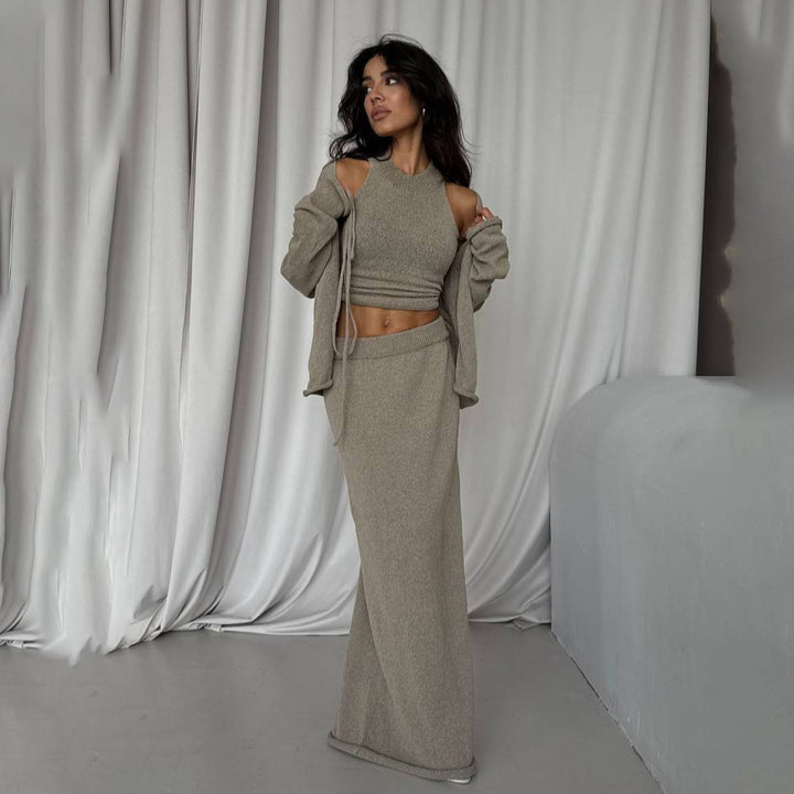 Kvinder Lang Strikket Jumpsuit med Bindedragt Stilla
