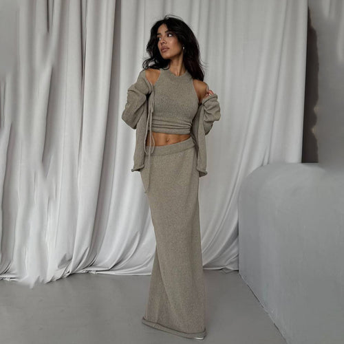 Kvinder Lang Strikket Jumpsuit med Bindedragt Stilla