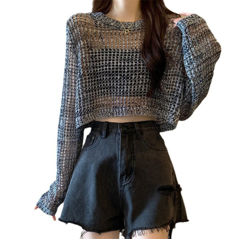 Kvindernes mesh sweater med trendy crop design Stilla
