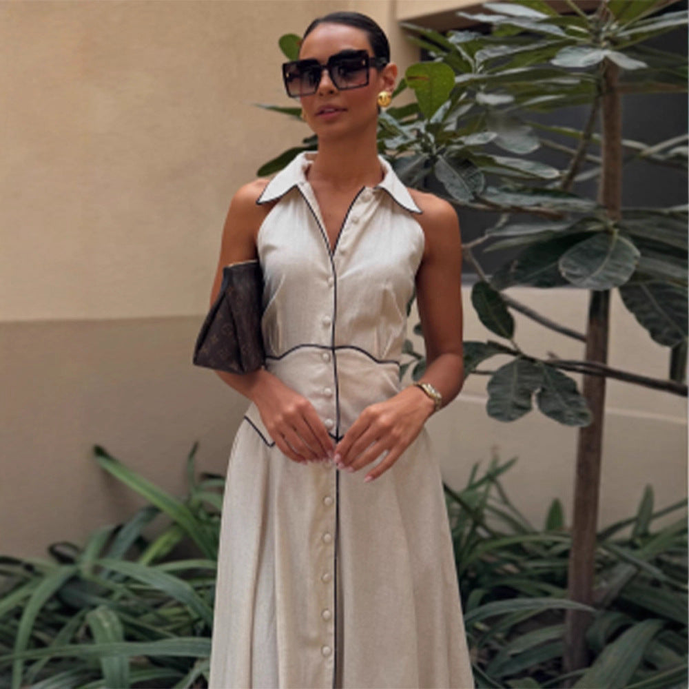 Dame wrap dress med elegant krave og knapdetaljer Stilla