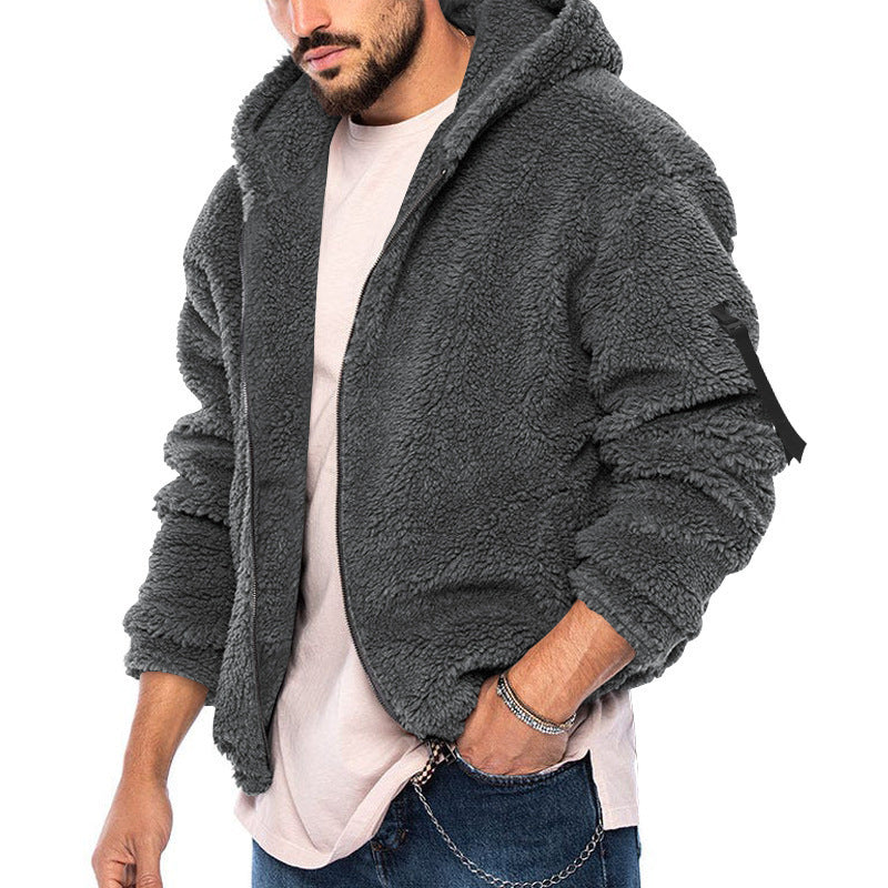 Herrer Teddy-fleece-jakke med hætte Stilla