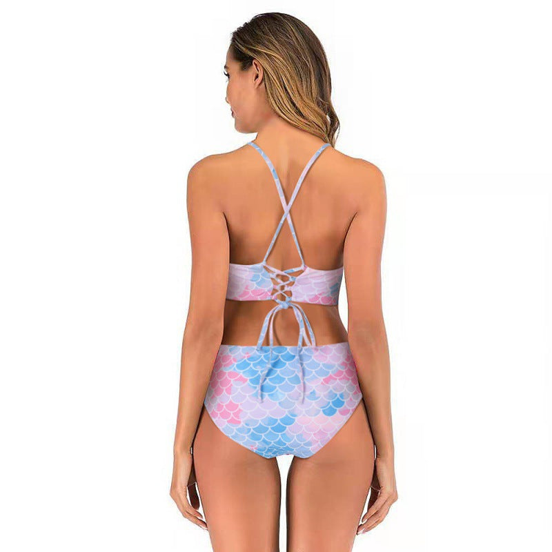 Dame Bikini-sæt med justerbare stropper og moderne skælleri-design Skovae