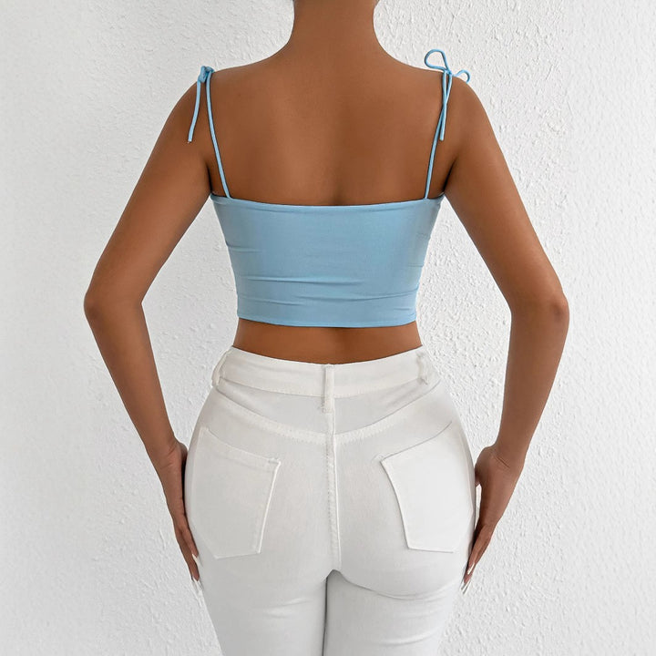 Dame Crop-top med ruching og justerbare stropper Skovae