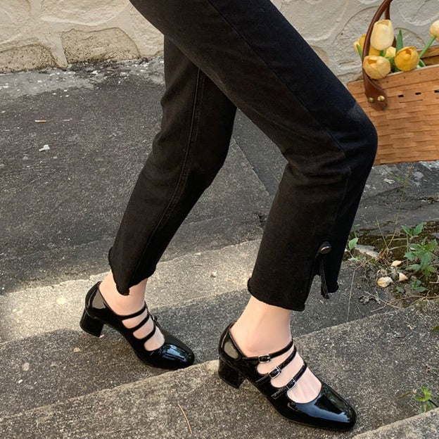 Dame elegante Mary Jane sko med rem og kvalitets sål Stilla