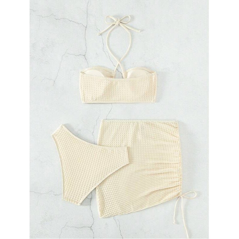 Dame bandeau-bikini med sexy indpakningsskørt Skovae