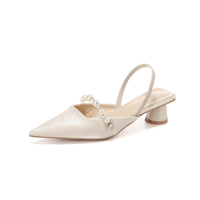 Dame Slingback-pumper med spids tå og perle-stropdetalje Stilla