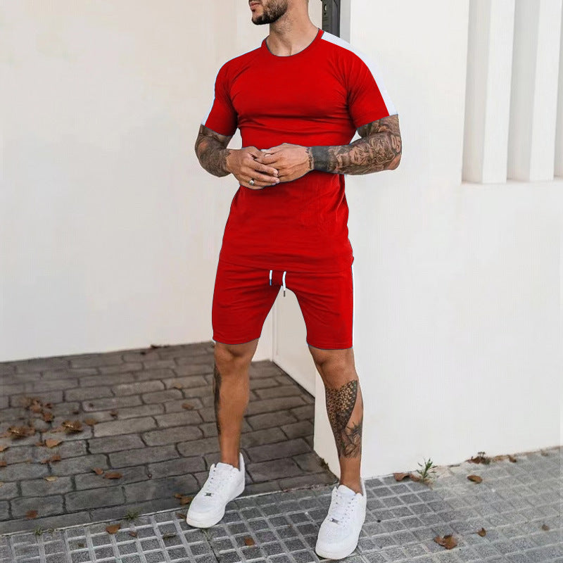 Herren Sportliches Kurzarm-Set mit seitlichem Kontraststreifen Stilla