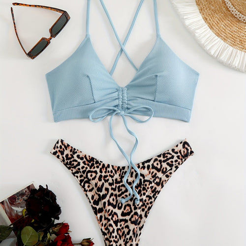 Dame Trendy Bikini med rynk og asymmetrisk design Stilla