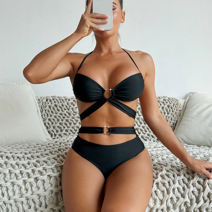 Dame Højskåret Bikini-Sæt med Ringdetalje Stilla