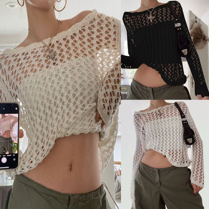 Femme Hæklet Off-Shoulder Pullover Stilla