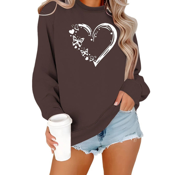 Dame sweatshirt med kreativt hjerte- og sommerfugledesign Stilla