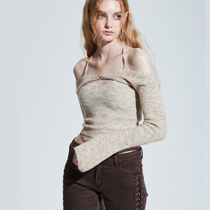 Dame Off-Shoulder Pullover i moderne strikdesign Stilla