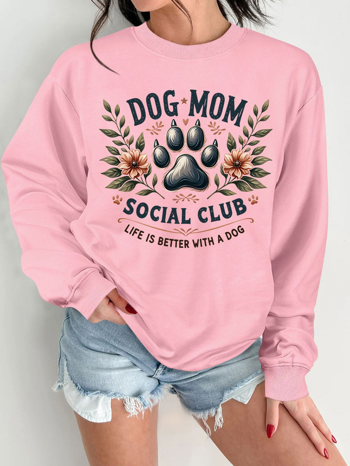 Kvindernes sweatshirt med trendy hundemotiv og forbedret print Stilla