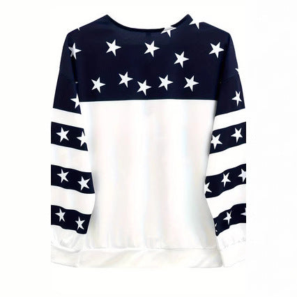 Damer afslappet sweatshirt med stjernedesign og flagmotiv Stilla