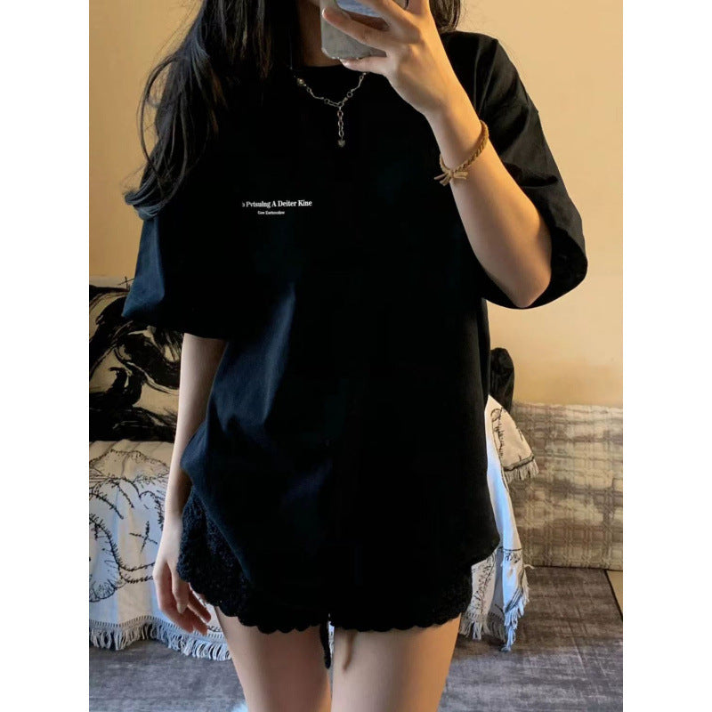 Dame T-shirt med kreativ statementtryk og afslappet oversized snit Stilla